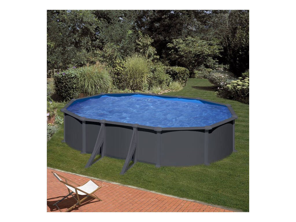 Piscine ovale aspect anthracite 500 x 300 x 132 cm Gre KITPROV508GY