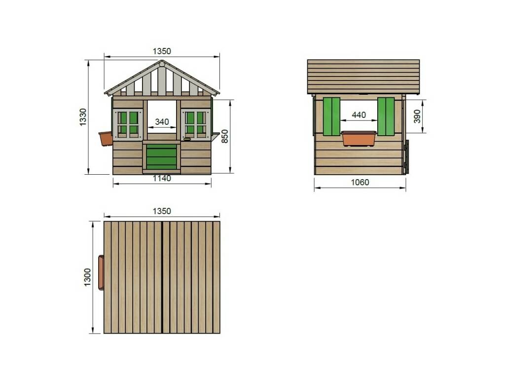Maisonnette en bois Lollipop Naturel 135 x 130 x 136 cm Masgames MA800529