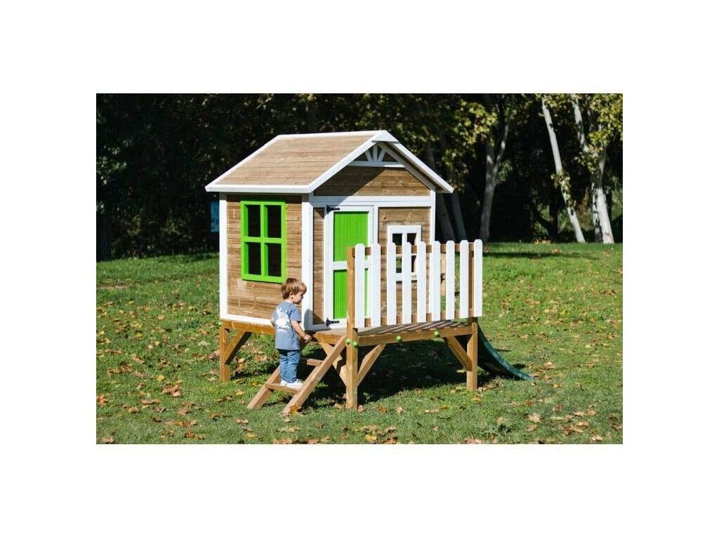 Maisonnette en bois Flam surélevée sur une plateforme de 60 cm, 225,5 x 209,5 x 200 cm Masgames MA806585X