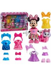 Disney Junior Minni Conjunto de Moda para Mascotes Glitter & Glam de 15 cm e Acessórios