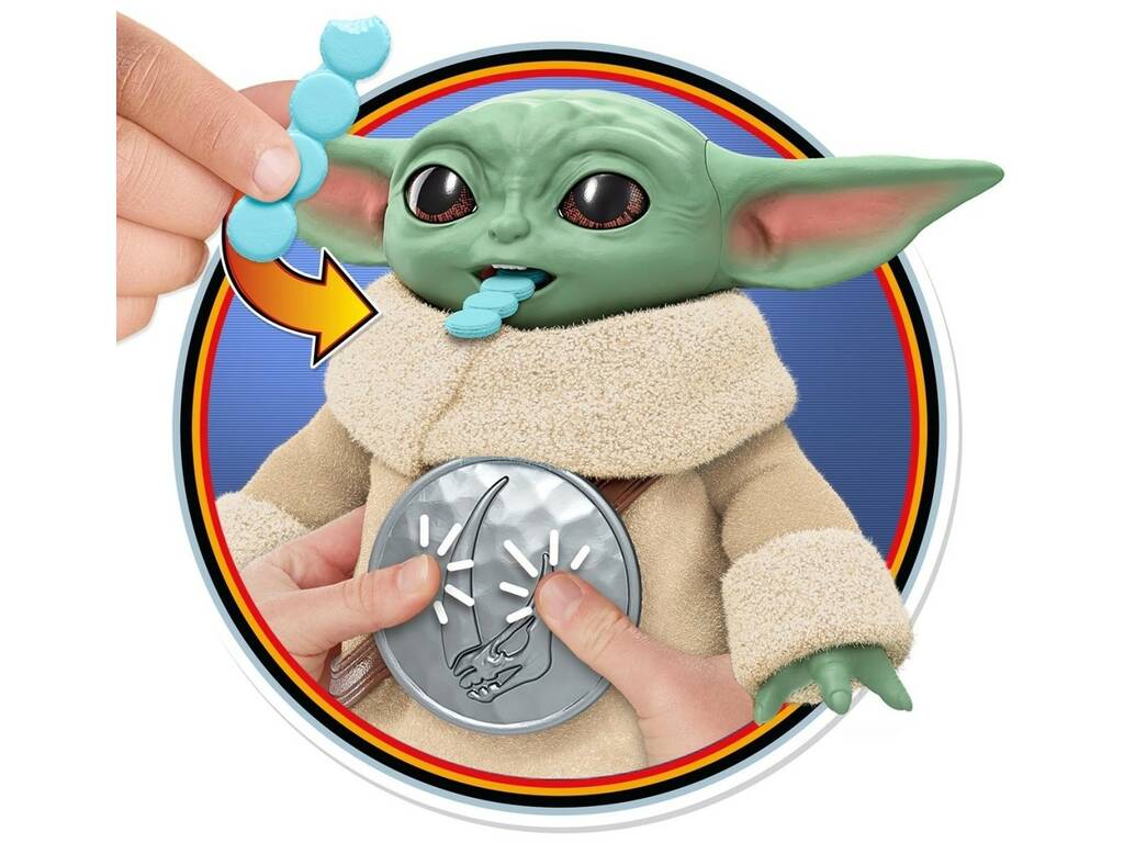 Star Wars The Mandalorian et Grogu Figurine Grogu en train de prendre son goûter, 17 cm