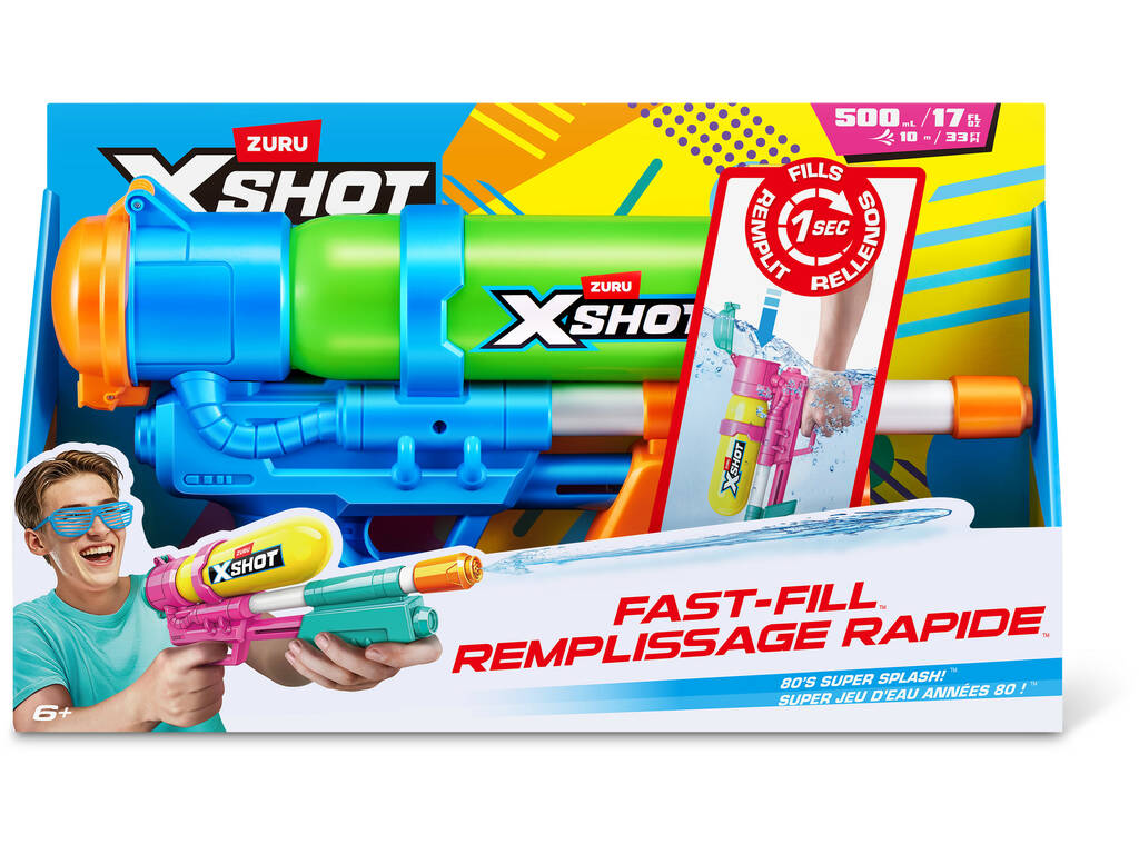 Zuru X-Shot Lanceur d’eau Fast-Fill 80’s Super Splash