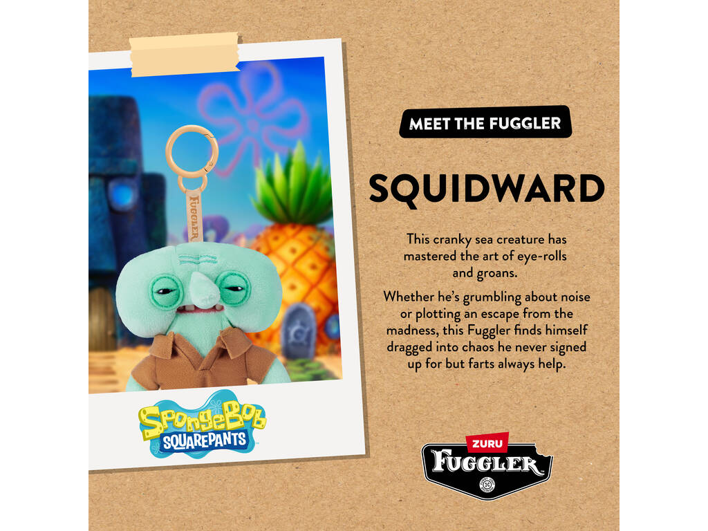 Zuru Fuggler Bob Éponge Porte-clés en peluche Personnage de 12 cm