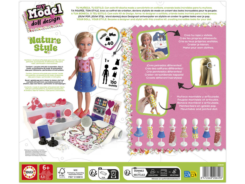 My Model Doll Design Pack Nature Style Poupée avec tenues et accessoires