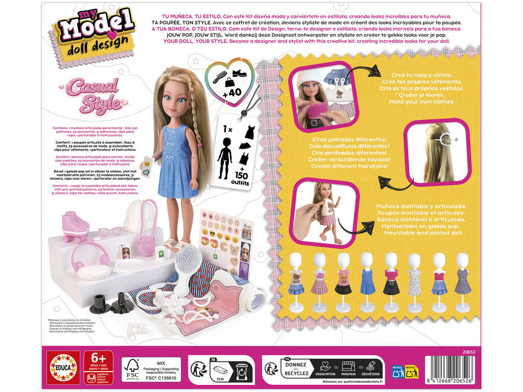 Pack de création My Model Doll style décontracté Poupée avec tenues et accessoires