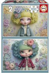 Puzzle 2x100 Ragazze floreali