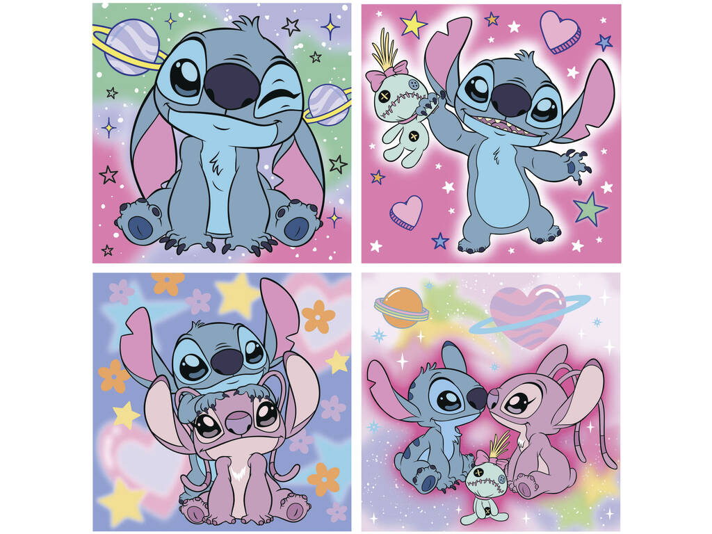 Mallette Disney Stitch contenant 4 puzzles progressifs de 12, 16, 20, 25 pièces