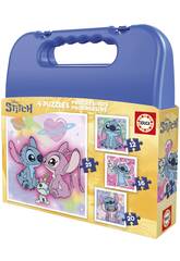 Mallette Disney Stitch contenant 4 puzzles progressifs de 12, 16, 20, 25 pièces