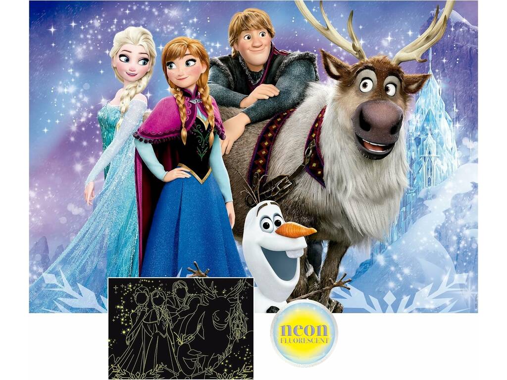 Puzzle 2x100 Disney Frozen Neón Fluorescente - imagen 3