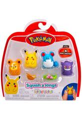 Squishmallows Squish-a-longs Pokémon Pack 4 Mini-Squish y Accesorios
