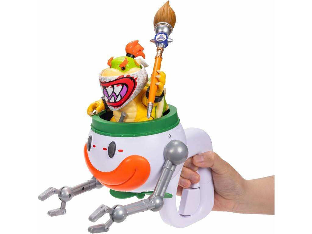 The Super Mario Galaxy Movie Figura Bowser Jr de 14 cm con Cápsula Payaso y Accesorios