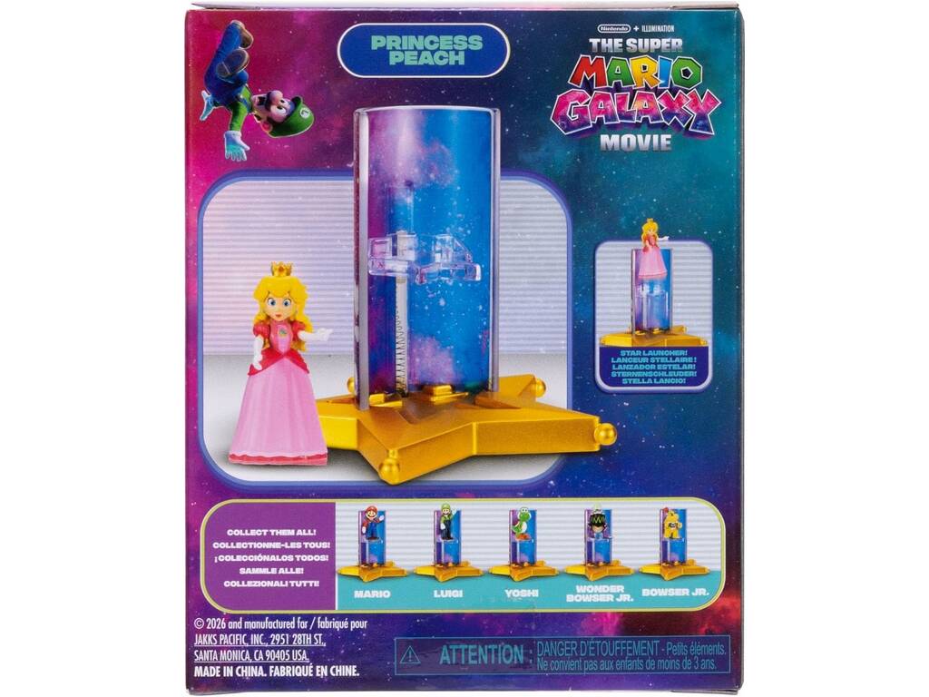 The Super Mario Galaxy Movie Lanzador Estelar con Figura Princesa Peach de 3,5 cm