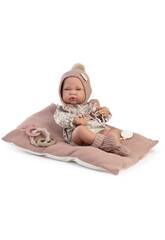 Poupée Bébé nouveau-né Lúa en laine 42 cm avec tétine et couverture