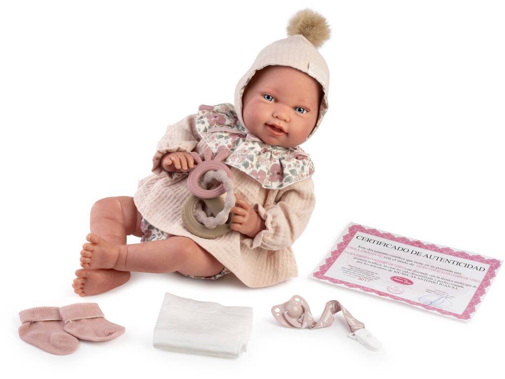 Muñeca Bebé Sweet Reborn Pipa de Paseo de 42 cm con Chupete y Mordedor