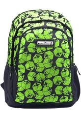 Minecraft Creepers Mochila Primaria Negra Adaptable a Carro 44x32x20 cm