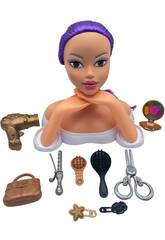 Busto K-Pop Music Hunters con Capelli Viola, Mani e Accessori