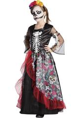 Disfraz Infantil Día de los Muertos Talla L con Tocado