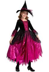 Disfraz Infantil Bruja Rosa Talla M con Sombrero