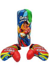 Set de Boxeo con Saco Azul y Rojo de 35 cm y Guantes