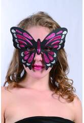 Masque Glitter Papillon Pourpre