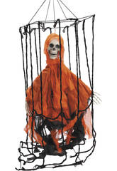 Cage Suspendu avec Squelette Rouge 40x30x100 cm.