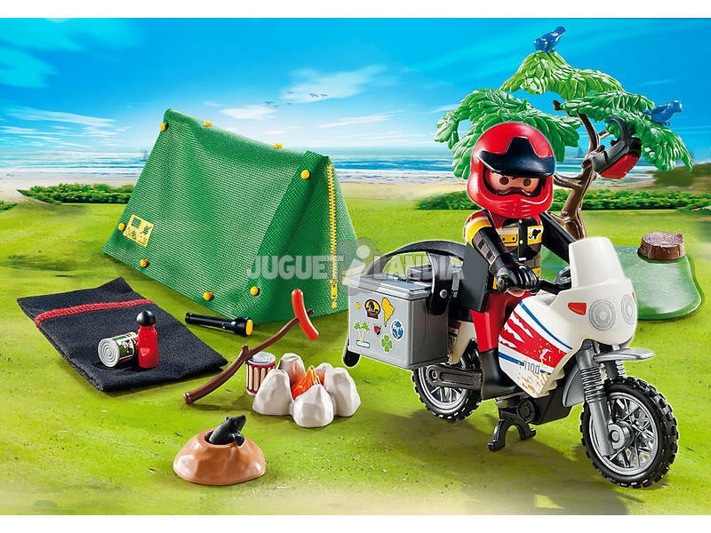 Playmobil Motoriste avec Tente de Camping