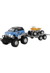 Carro 22 cm 4x4 Com Reboque e Quad de Brinquedo