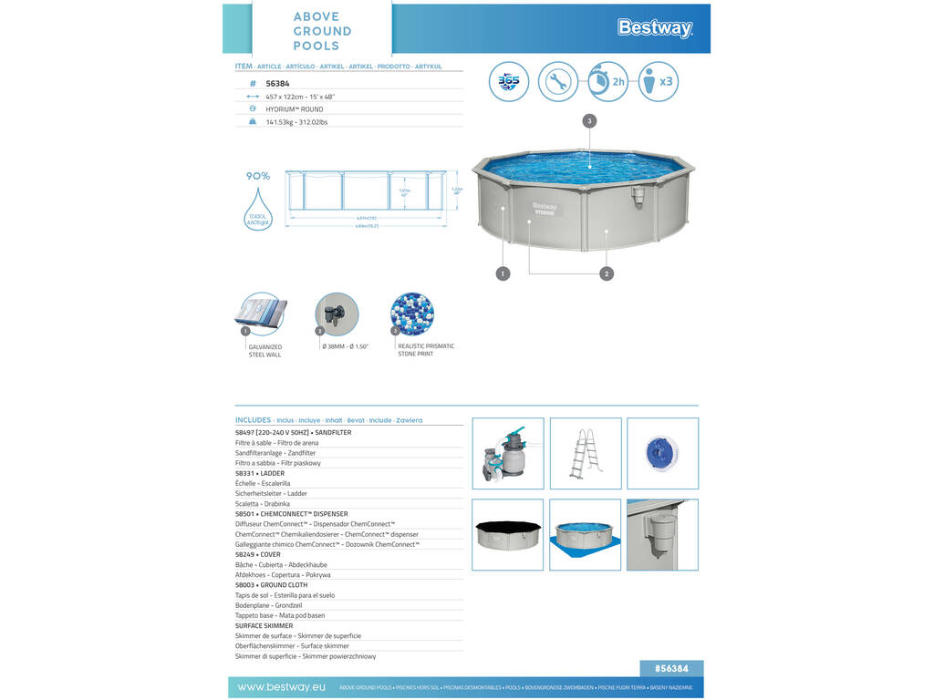 Piscine Hydrium éparateur à sable 457 x 122 cm Bestway 56384